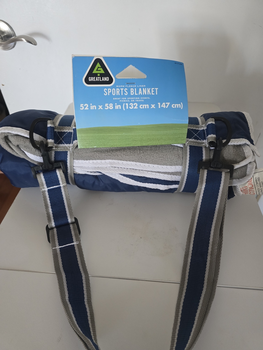 Navy and Gray Sports Blanket Carrier Bag